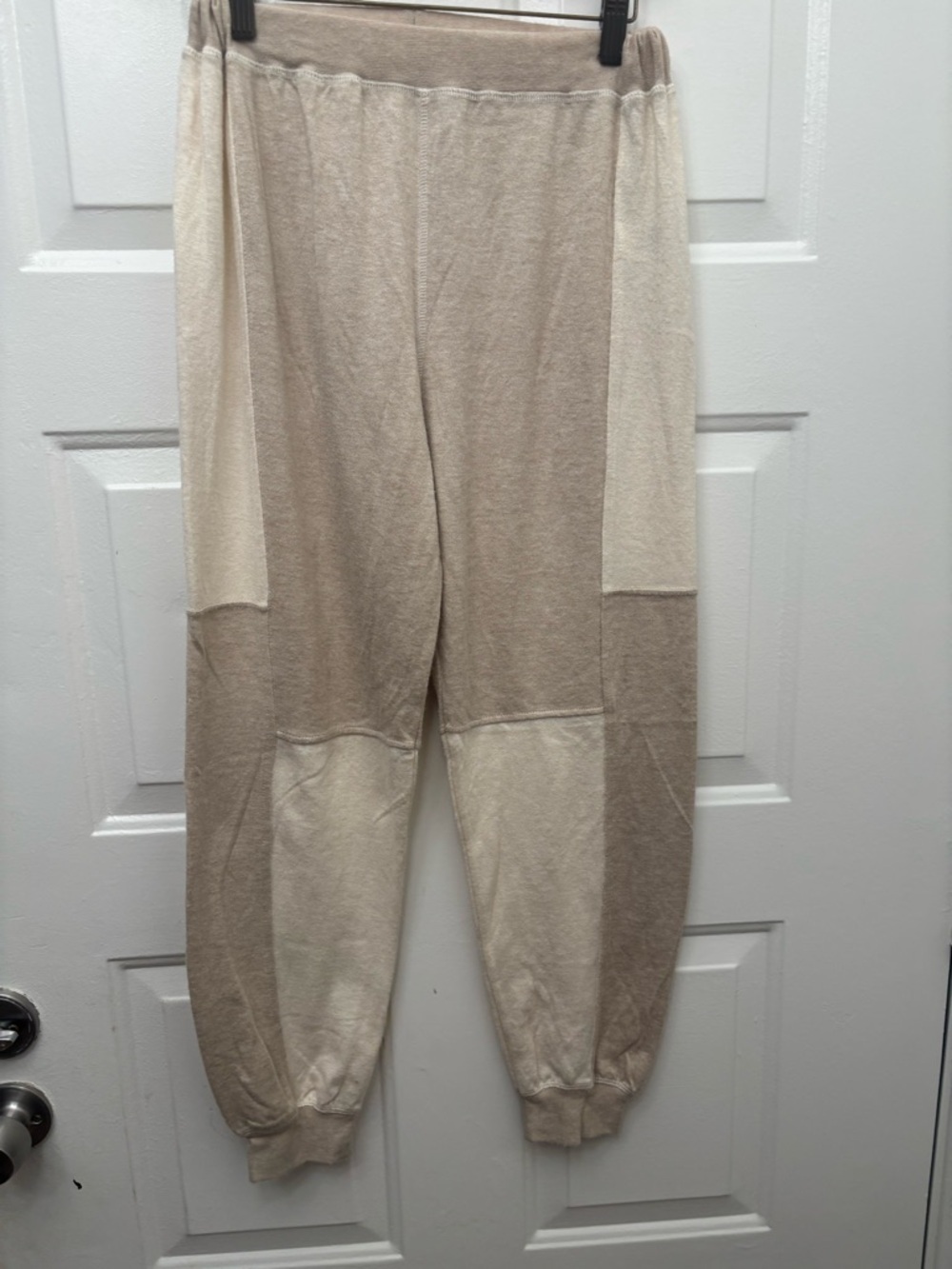 Athleta Neutral Two-Tone Beige & Cream Joggers